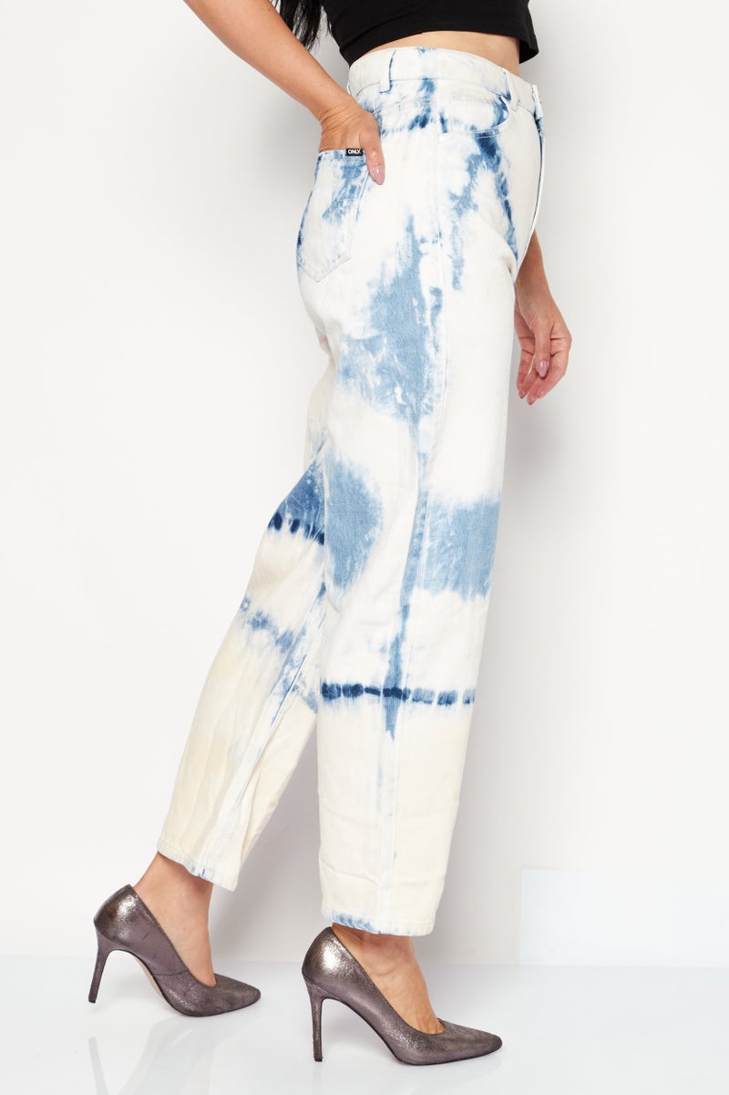 ONLY Women Balloon Fit Acid Washed Non Stretchable Jeans, White - Image 2